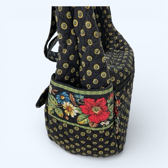 Vera Bradley Vibrant Black Carry All Adjustable Shoulder Bag Vintage - Picture 4 of 10